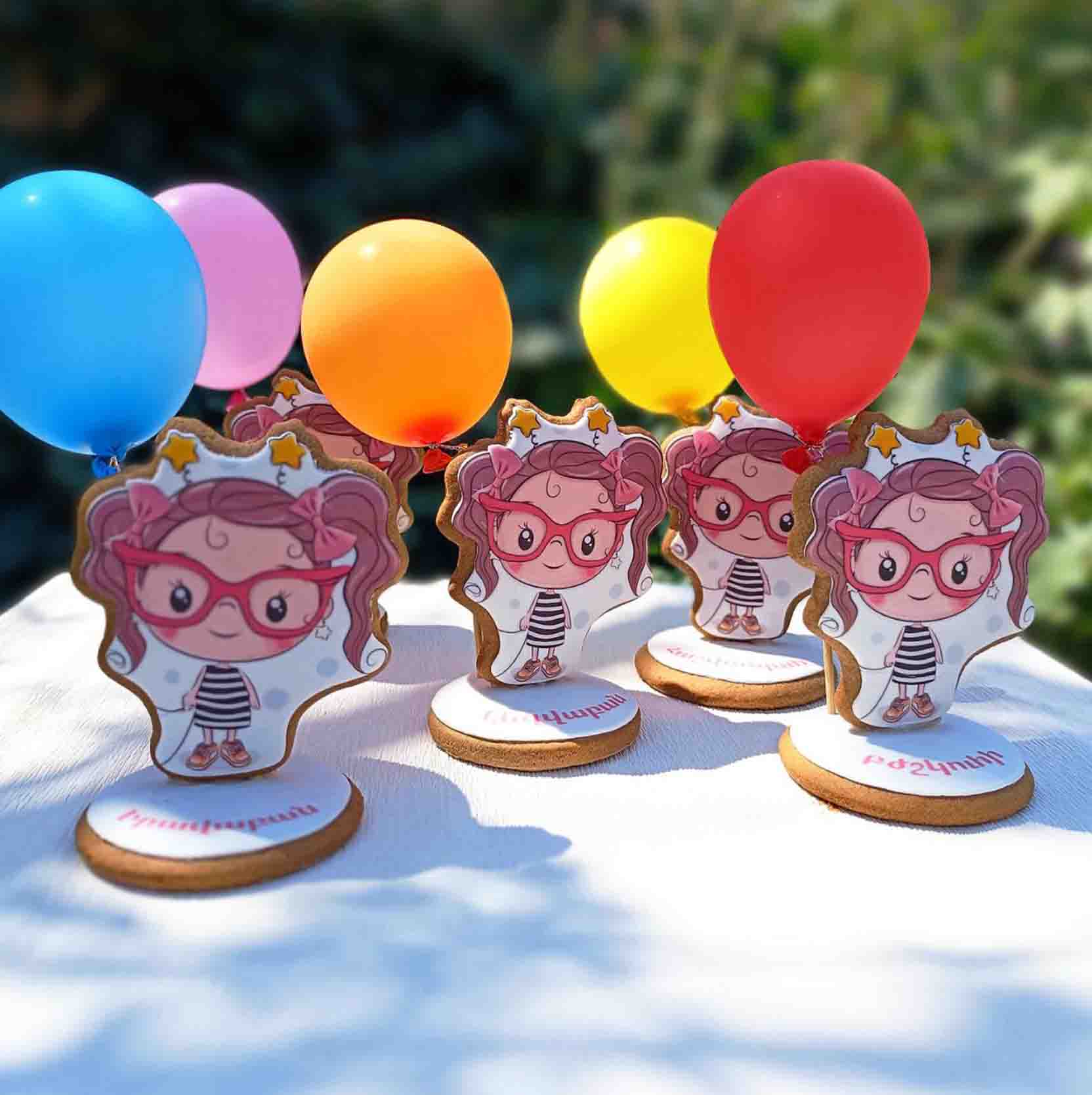     
            Girl with baloon with stand
    